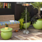 EnerG+ 1500-Watt Infrared Free-Standing Electric Outdoor Heater with LED and Remote-Provides 3 heat settings of 700, 800 and 1500 Watts of instantaneous radiant heat. Heating area: 6-8 feet.