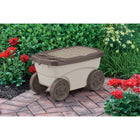 Suncast Garden Scooter - Taupe with Mocha Lid-Built-in cup holders