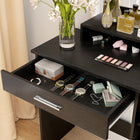 HOMCOM Vanity Desk with Mirror - 35.4" L x 15" W x 54.3" H - Black-Colour: Distressed Black 
