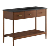 Modway Zaire 48" Single Sink Bathroom Vanity - Walnut/Black-MDF and Rubberwood