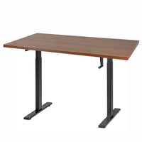 Ezywork Manual Extended Width Height Adjustable Standing Desk - 48" x 30" - Black Frame / Dark Walnut Table Top-Hand Crank Height Adjustable Desk Frame
