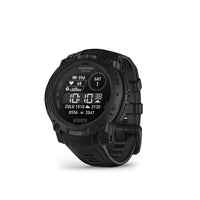 Garmin Instinct 3 Tactical Edition Solar Smartwatch - 45 mm - Black with Black Band-SOLAR CHARGING - For those who are looking for even greater battery life for their outdoor adventures, Instinct 3 - Tactical Edition series features options with a monochrome, sunlight-visible, transflective memory-in-pixel (MIP) display with a solar charging lens that extends battery life up to 40 days (unlimited with solar) in smartwatch mode on the 50 mm model.
