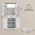 HOMCOM 71" H Farmhouse Kitchen Pantry Cabinet with Light - White-Adjustable shelves for customizable organization 