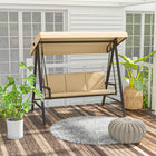 Outsunny 3-Seater Patio Swing Chair with Adjustable Canopy - Removable Cushions & Steel Frame-Seat and back cushions brings super comfort, with strap to fix to the seat

