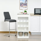 HOMCOM Bar Table with 4 Storage Shelves - Grey-The attached foot pads protect the floor from scratching