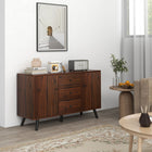 HOMCOM 50" L Kitchen Storage Cabinet - Rustic Brown-Equipped with adjustable shelves to accommodate items of various heights
