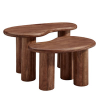 Modway Hackney Mango Wood Nesting Coffee Table Set - Walnut - Set of 2-Solid Mango Wood