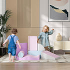 Soozier Soft Play Foam Climbing Blocks 7-Piece Set - Light Colours-Play foam includes three cuboids, ramp, wave dip, quarter cylinder, and cylinder 
