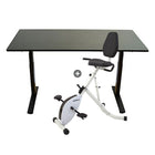 Uncaged Ergonomics 60" Rise Up Electric Sit Stand Desk with FitDesk Bike Desk Bundle - Black-A beautiful, luxurious adjustable-height office desk and Perfect Sit/Stand or Standing Desk