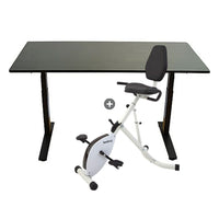 Uncaged Ergonomics 60" Rise Up Electric Sit Stand Desk with FitDesk Bike Desk Bundle - Black-A beautiful, luxurious adjustable-height office desk and Perfect Sit/Stand or Standing Desk