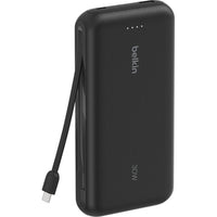 Belkin BoostCharge Power Bank with Integrated USB C Cable - 20000mAh - Black-Integrated USB-C cable