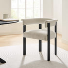 Modway Imogen Fabric Upholstered Barrel Dining Chairs - Heathered Weave Ivory/Black - 2 Pack-Wood Legs