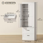 HOMCOM 67" H Farmhouse Kitchen Pantry Cabinet - White-Elegant farmhouse design enhances your kitchen or dining room decor 