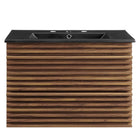 Modway Render 30" Wall-Mount Bathroom Vanity - Walnut/Black-MDF and Particleboard