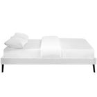 Modway Helen Vinyl Queen Bed Frame with Round Splayed Legs - White-Non-Marking Foot Glides