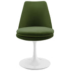 Modway Lippa Swivel Dining Performance Velvet Side Chair - White Moss Green-8