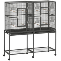 PawHut 56" Rolling Parrot Cage with Detachable Rolling Stand-Spacious cage allows birds to move, perch, and stretch wings freely
