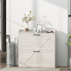 HOMCOM Narrow Shoe Cabinet with 2 Flip Drawers - White Oak-Remove dividers to easily store shoes up to CA men's size 12.5 or even high heels