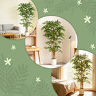 HOMCOM 6' Artificial Banyan Tree - Green - 2 Pack-A weighted base ensures stability, making it safe for little ones and pets 