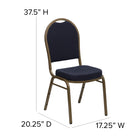 Flash Furniture HERCULES Series Dome Back Stacking Banquet Chair in Navy Patterned Fabric - Gold Frame-2.5'' Thick Seat Cushion