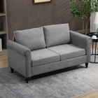 HOMCOM Loveseat Sofa with Curved Armrests - Light Grey-Rolled arms and gourd-shaped legs exude timeless charm