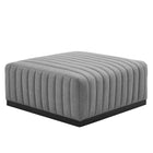 Modway Conjure Channel Tufted Upholstered Fabric Ottoman - Black/Light Grey-Channel Tufting Details
