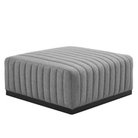 Modway Conjure Channel Tufted Upholstered Fabric Ottoman - Black/Light Grey-Channel Tufting Details