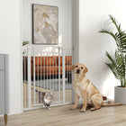 PawHut Dog Gate with Cat Door with 2 Extension Kits - 30"-41" W x 42" H-Adjustable width from 29.9" to 40.9" (76-104 cm) fits various spaces