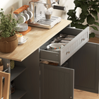 HOMCOM Modern Sideboard Buffet Cabinet with Wood Effect Top & Multi Storage Shelves - Grey-Colour: Grey, Oak