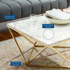 Modway Vertex Gold Metal Stainless Steel Coffee Table - Gold White-Non-Marking Foot Caps