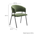Modway Nella Upholstered Heathered Chenille Dining Chairs - Eucalyptus/Black - 2 Pack-Barrel Backrest