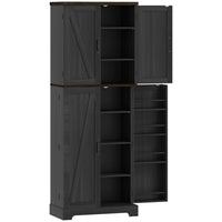 HOMCOM 64" H Kitchen Pantry Cabinet with Adjustable Shelves - Black-Ten shelves and eight spice racks maximise storage space 