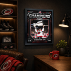 Frameworth Carolina Hurricanes 2026 Stanley Cup Champions: Sebastian Aho Shield Design PhotoGlass Framed Photo - 18" W x 22" H-Finished size 18x22 inches: Vertical framed display sized for living rooms, offices, fan caves, and sports rooms