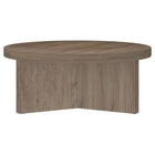 Hudson&Canal Holm 36"W Round Coffee Table - Antiqued Grey Oak-Features easy assembly