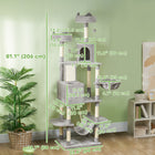 PawHut 81" Large Cat Tree with Scratching Posts, Condos and Beds - Light Grey-Anti-tip kit ensures safety and durability 