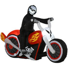 HOMCOM 6' Lit Inflatable Grim Reaper Halloween Yard Decoration-6 ft long inflatable Grim Reaper motorcycle shooting flames 