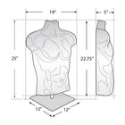 Azar Male & Female White Plastic Bust, Torso Mannequin - 12" Square Metal Base - 2 Pack-Metal powder coated base