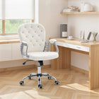 Vinsetto Office Chair with Adjustable Height and Tufted Back - Cream White-Assembly required