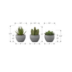Monarch Specialties 6" Artificial Indoor Succulent Green Plants - Table - Grey Cement Pots - Set of 3-These easy-care faux green plants are made from the highest quality materials and require no maintenance or watering, for a sustainable, environmentally friendly decorative accents that will last a lifetime