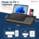 ShoppingAll Lap Desk with Pillow Cushion - Fits up to 17 Inch Laptop - Black-Integrated Device Slots – Built-in slots securely hold your tablet and phone in place, keeping your workspace organized and clutter-free.