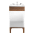 Modway Render 18" Bathroom Vanity Cabinet - White/Walnut/White-Particleboard and Laminate Construction