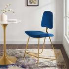 Modway Ponder Performance Velvet Counter Stool - Navy-Dense Foam Padding
