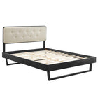 Modway Bridgette Wood Full Platform Bed with Angular Frame - Black Beige-Full Platform Bed Frame