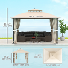 Outsunny 10 ft W x 12 ft L Outdoor Gazebo, Double Roof with Netting and Curtains-Drain hole design can prevent water accumulation in rainy days