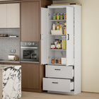 HOMCOM 67" H Tall Kitchen Pantry Cabinet with Adjustable Shelves - Cream White Wood Grain-Anti-tipping design enhances safety in your kitchen 