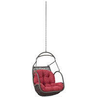 Modway Arbor Outdoor Patio Swing Chair Without Stand - Red-78.5" Adjustable Steel Hanging Chain