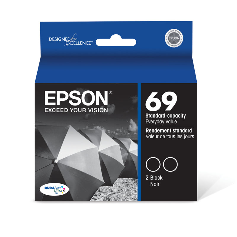 Epson 69 Ink Cartridges - Standard Capacity - Black - 2 Pack