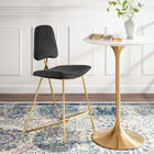 Modway Ponder Performance Velvet Bar Stool - Black-Dining Bar Stool