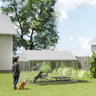 PawHut Outdoor Dog Kennel with Roof and Steel Fence - 13.1' x 7.5' x 7.8' - Grey-Two-person installation within two hours 