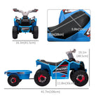 Aosom Kids 6V Battery Powered Ride-on ATV with Back Trailer - Blue-Safe speed at 1.6 mph(2.5 km/h). Enjoy 50 min riding after fully charged 